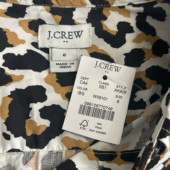 J. Crew Factory Women’s Size8 Leopard Tie Waist Button Down Shirt Midi Dress NWT - Picture 8 of 13